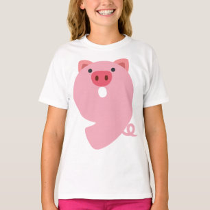 Camiseta Número 9 Chicas de animales de cerdo 9 años