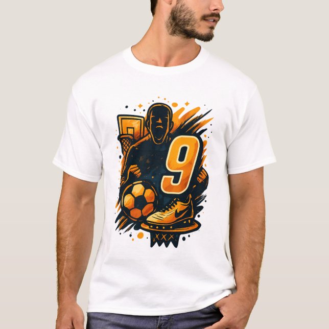 Camiseta Número 9 Tee de Energía Deportiva - Baloncesto y f (Anverso)