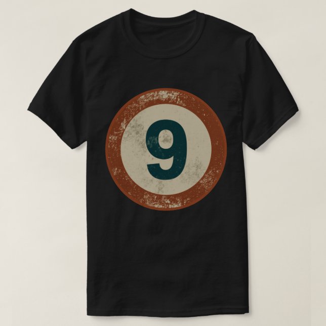 Camiseta Número 9 Vintage con Efecto de Desgaste (Diseño del anverso)