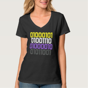 Camiseta Número Binario Con Bandera Enby Color No Binario L
