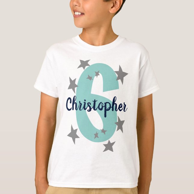 Camiseta Número de cumpleaños y nombre Guay Stars Personali (Anverso)