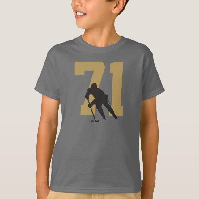 Camiseta Número de jugador de hockey juvenil de oro persona (Anverso)