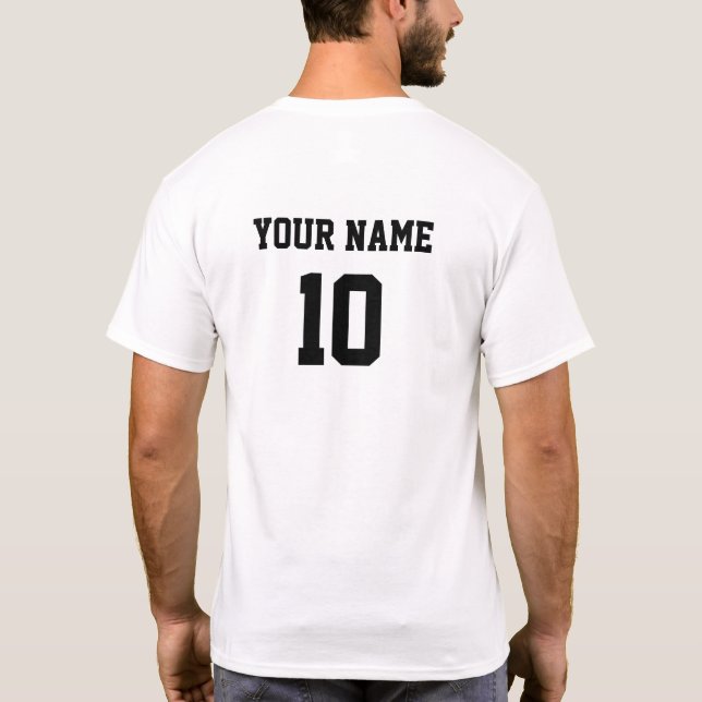 Camiseta Número de nombre personalizado blanco negro delant (Reverso)