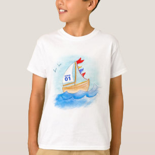 Camiseta Número del nombre del arte del barco de navegaci