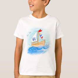 Camiseta Número del nombre del arte del barco de navegación