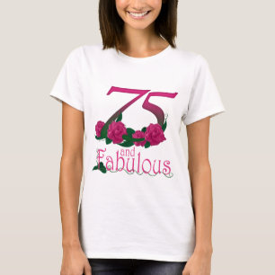 Camiseta número floral rosado fabuloso de la edad del 75.o