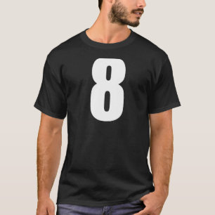 Camiseta Número ocho Numero 8 Números blancos simples Prima