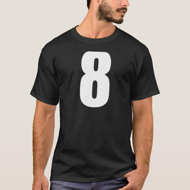 Camiseta Número ocho Numero 8 Números blancos simples Prima (Anverso)