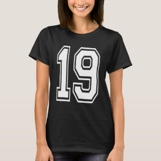 Camiseta Número universitario del cumpleaños 19