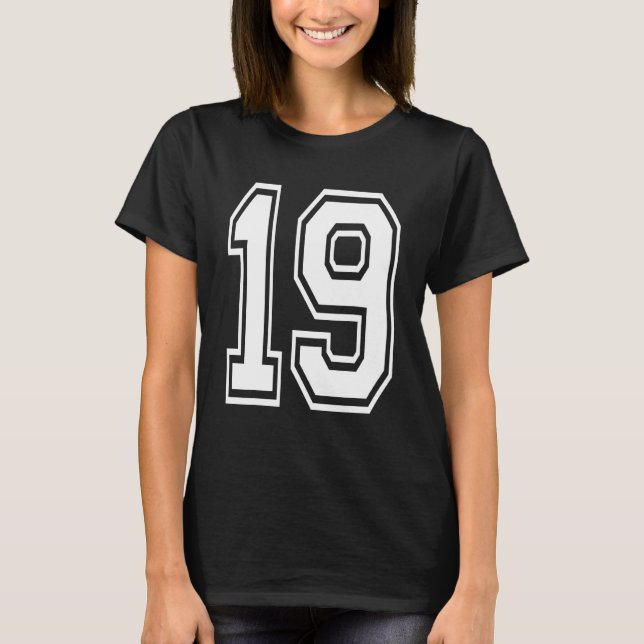 Camiseta Número universitario del cumpleaños 19 (Anverso)