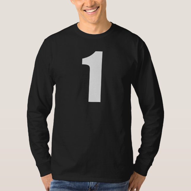 Camiseta Número uno número 1 Números blancos simples Premiu (Anverso)