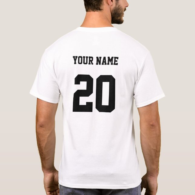 Camiseta Número y nombre del Personalizado blanco y negro (Reverso)
