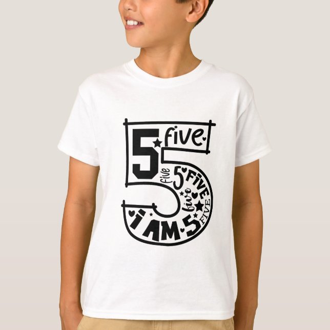Camiseta Números de cumpleaños para niños- 5 años (Anverso)