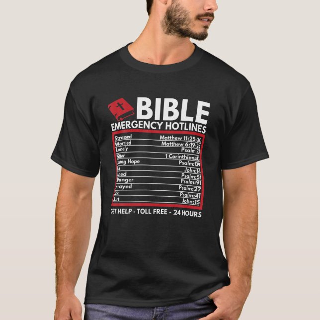 Camiseta Números de emergencia bíblica - Biblia cristiana d (Anverso)
