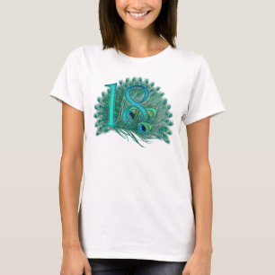 Camiseta Números de pavo real por 18 años o aniversario