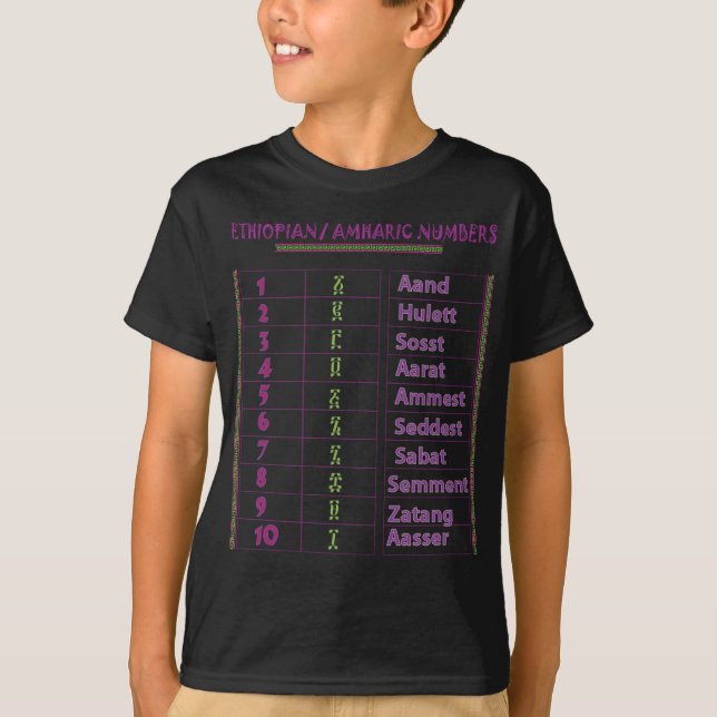 Camiseta Números etíopes/del Amharic (Anverso)