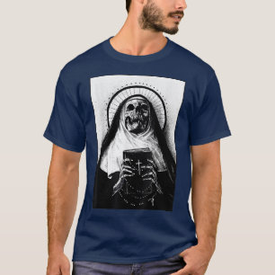 Camiseta Nun Skeleton Occult Gothic Mal Nun Anti Christ Da