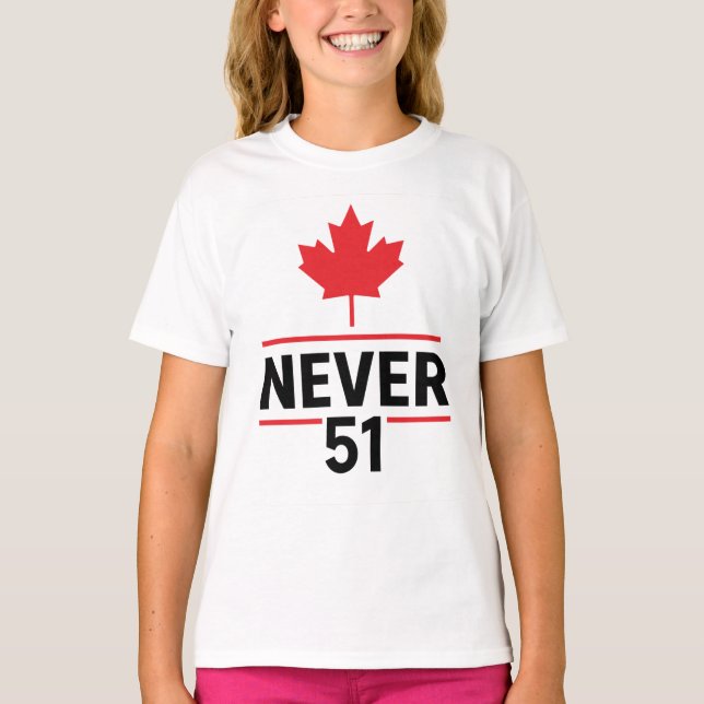 Camiseta Nunca 51 Canada Button Design - Patriótico Anti-51 (Anverso)
