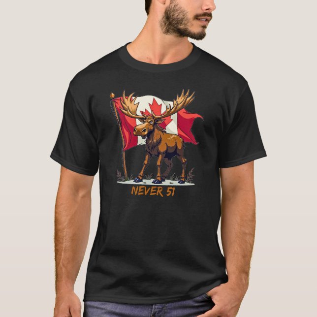 Camiseta Nunca 51, Moose, Canadá Bandera Canadiense Hoja de (Anverso)