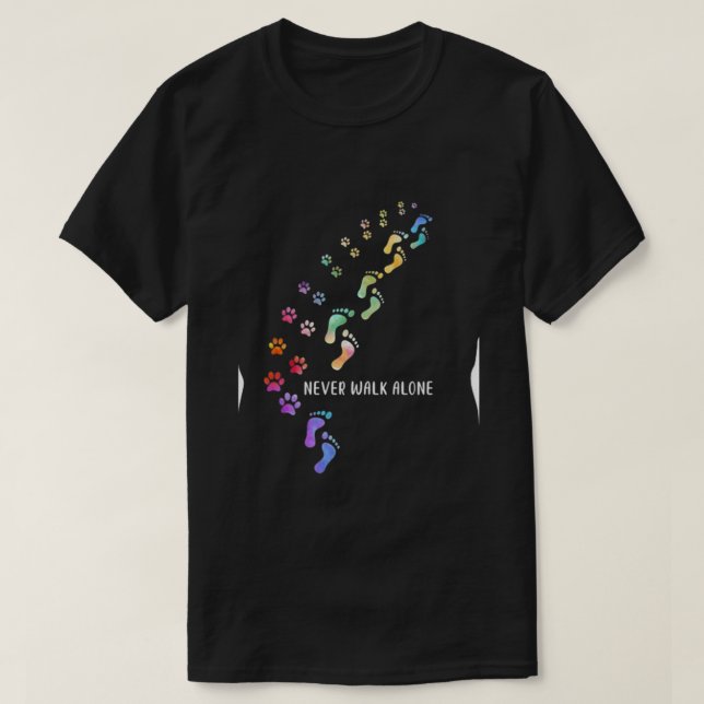 CAMISETA NUNCA CAMINAR SOLO EL AMANTE DEL PERRO (Diseño del anverso)