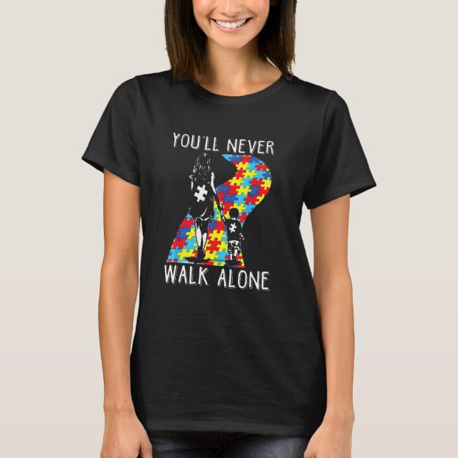 Camiseta Nunca Caminarás Solo Autismo Apoyar Conciencia. (Anverso)