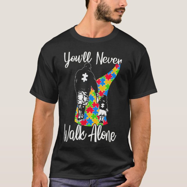 Camiseta Nunca caminarás solo Padre Hija Autismo (Anverso)