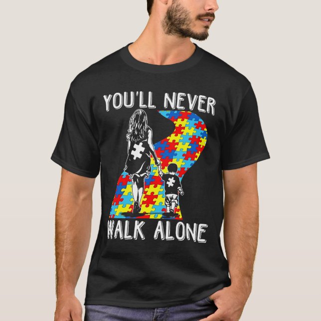 Camiseta Nunca Caminas Sola Mes de Conciencia Autista (Anverso)