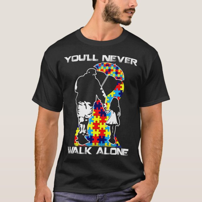 Camiseta Nunca Caminas Sola Papá Hija Hijo Autismo (Anverso)