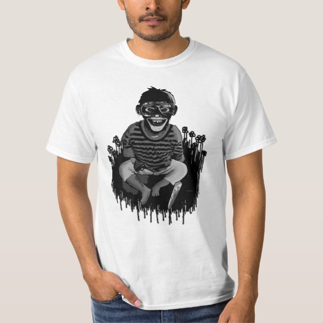 Camiseta Nunca confíe en un chimpancé con un cuchillo de (Anverso)