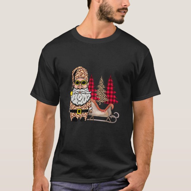 Camiseta Nunca De Estilo Leopardo Imprimir Jolly Old Santa` (Anverso)