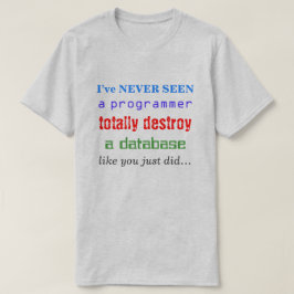 Camiseta "NUNCA HE VISTO que un programador destruya totalm