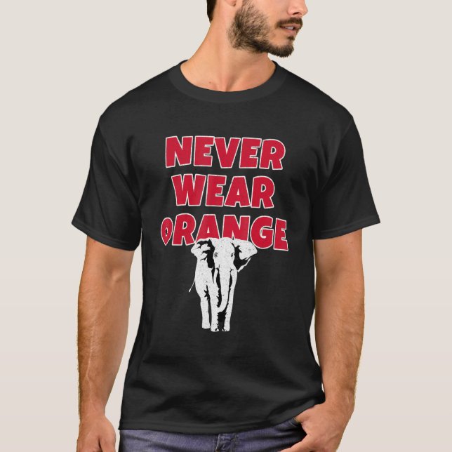 Camiseta Nunca Llevar Elefante Naranja La Marea Es Crimson  (Anverso)