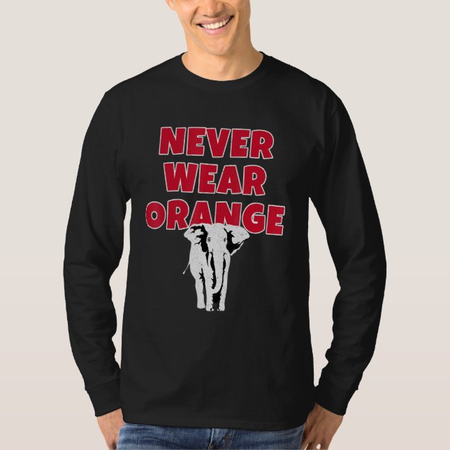 Camiseta Nunca Llevar Elefante Naranja La Marea Es Crimson  (Anverso)