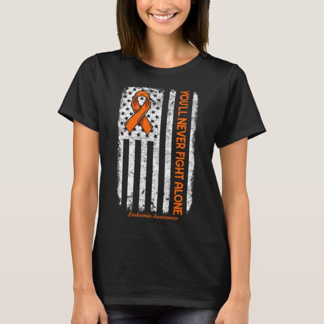 Camiseta Nunca lucharás sola contra la leucemia por cáncer  (Anverso)