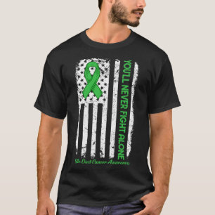 Camiseta Nunca lucharás solo contra el cáncer de piel verde