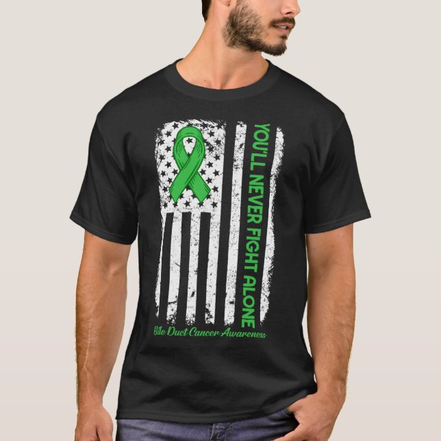 Camiseta Nunca lucharás solo contra el cáncer de piel verde (Anverso)