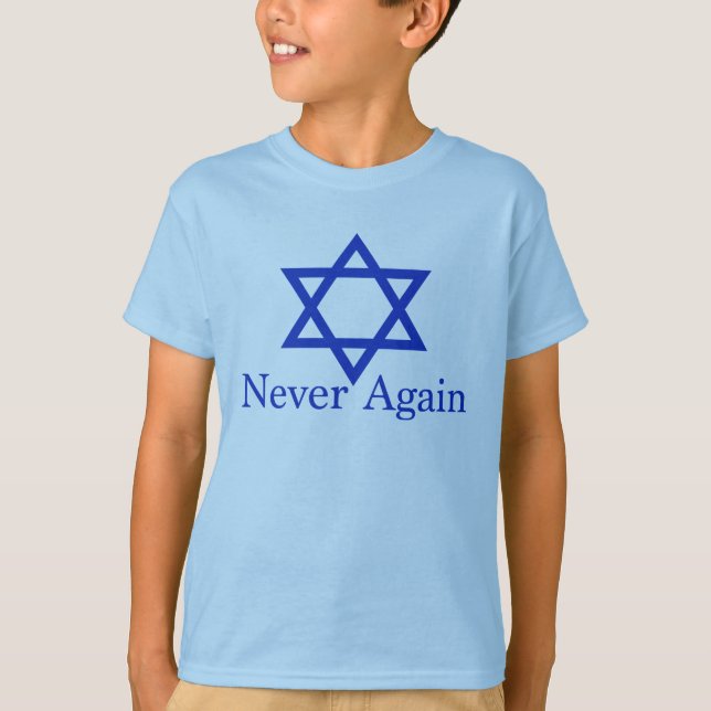 Camiseta Nunca más el Holocausto judío recuerda a los niños (Anverso)