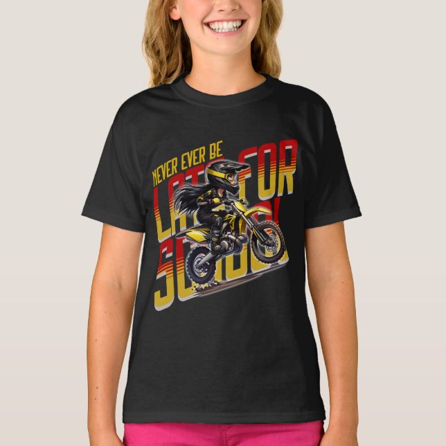 Camiseta Nunca más tarde para la escuela (Anverso)