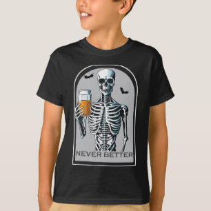 Camiseta Nunca Mejor Skeleton Funny Skull Halloween Para W