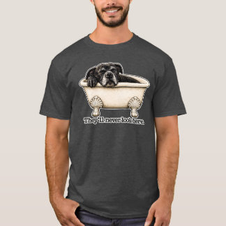 Camiseta Nunca Mirarán Aquí Baño de Perro Pitbull Negro Sie