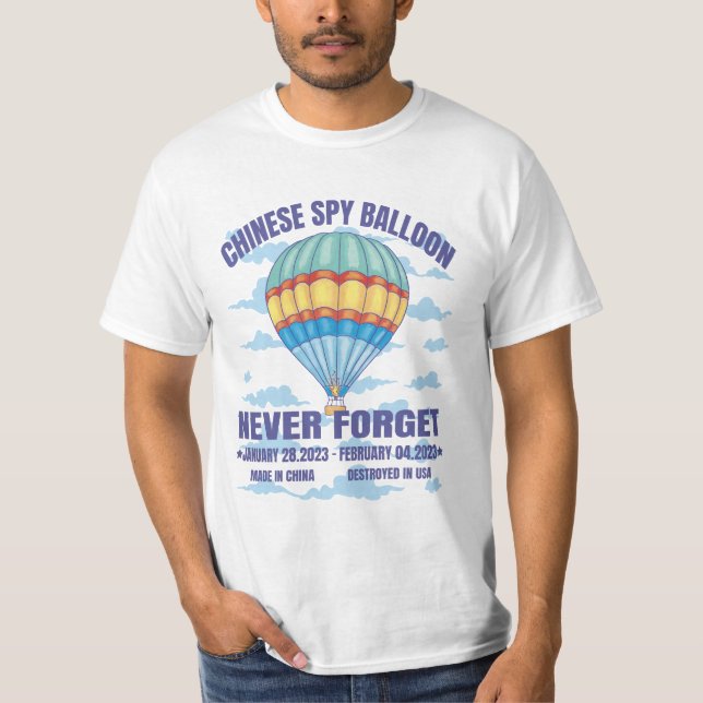 CAMISETA NUNCA OLVIDAR EL BALLÓN DE ESPÍAS CHINO (Anverso)