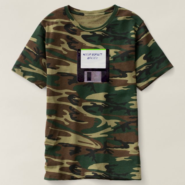 Camiseta Nunca Olvidar el camuflaje de disquete (Diseño del anverso)