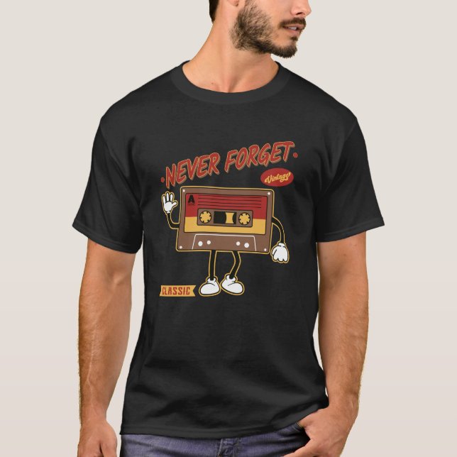 Camiseta Nunca Olvidar la cinta de cinta VHS de disco flexi (Anverso)