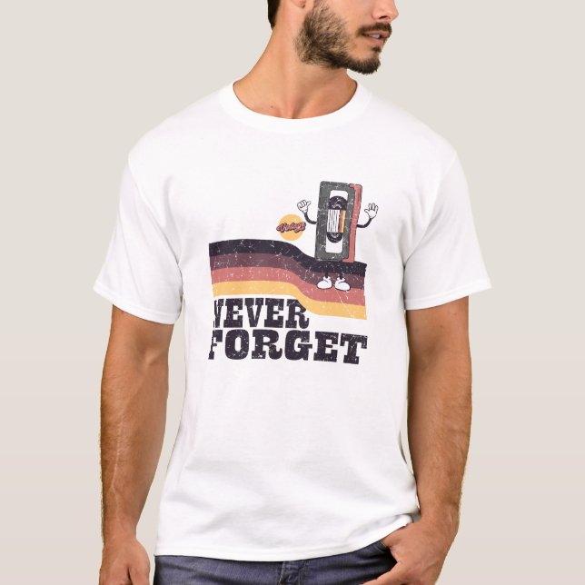Camiseta Nunca Olvidar la cinta de cinta VHS de disco flexi (Anverso)