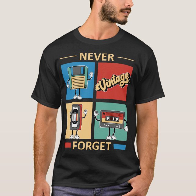 Camiseta Nunca Olvidar la cinta de cinta VHS de disco flexi (Anverso)