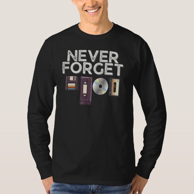 Camiseta Nunca Olvide el disquete Vhs Cinta Cassette 90s 80 (Anverso)