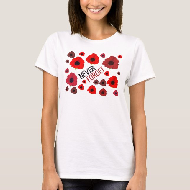 Camiseta Nunca Olvides, Flor de amapola (Anverso)