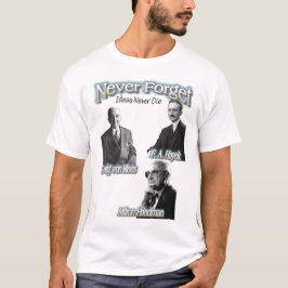 Camiseta Nunca olvides Hayek, Mies, Friedman, mucho amor