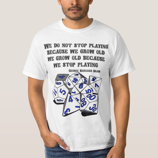 Camiseta Nunca pare el jugar - versión del RPG (Anverso)