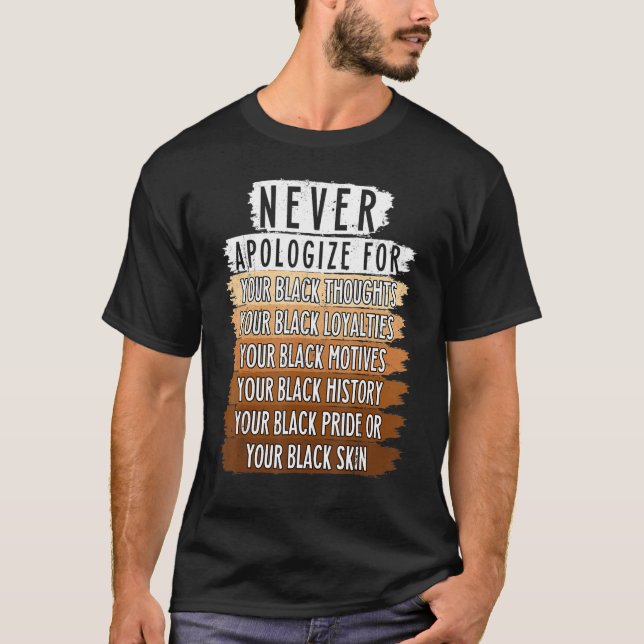 Camiseta Nunca retro disculpa a BLM Mes de historia negra M (Anverso)